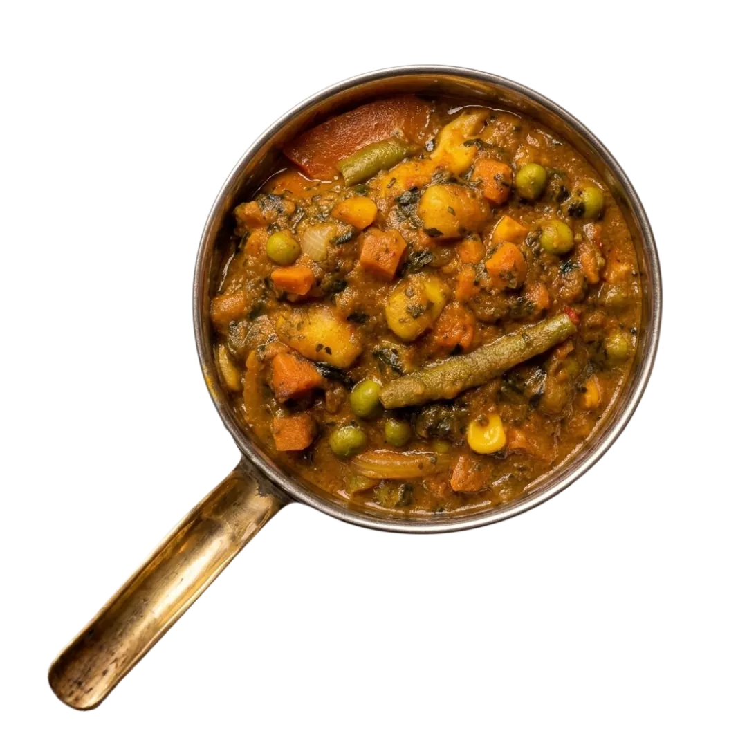 Pan of mixed vegetable curry
