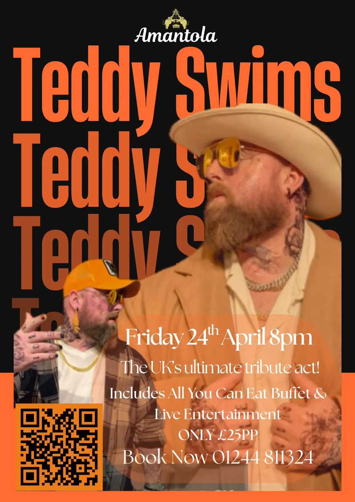 Amantola presents Teddy Swims Tribute & All You Can Eat Buffet — live tribute night poster
